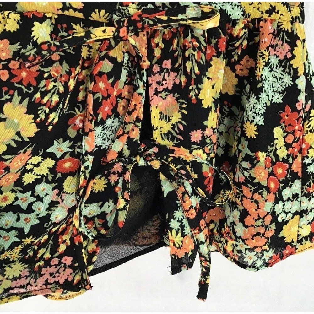 Madewell Flower Garden Faux Wrap Peplum Top Black Floral Dolman Sleeve XL - Picture 3 of 8